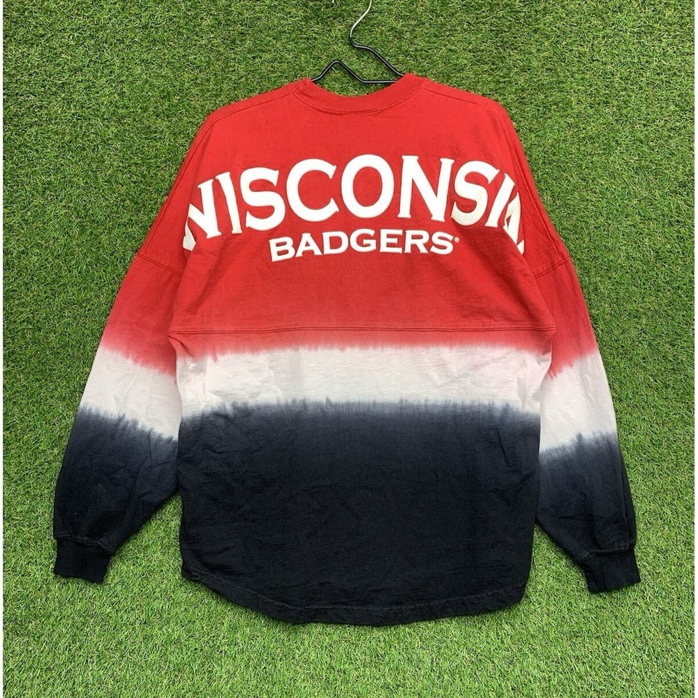 Wisconsin Badgers Spirit Jersey Mens Small Red White Blue Tie Dye 90s Y2K AOP